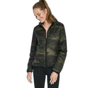 VICTORIA SECRET PINK Camouflage Packable Puffer Jacket pockets zip-up - XS